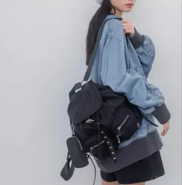 지나시스 JEANASIS 파우치 포함 미니 백팩 새상품급 블랙