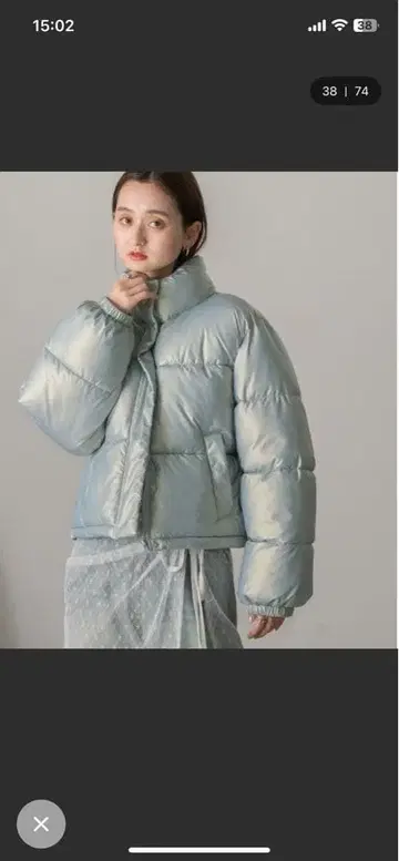 ad thie 스탠드 카라 숏 충전솜 패딩 블루종 블루