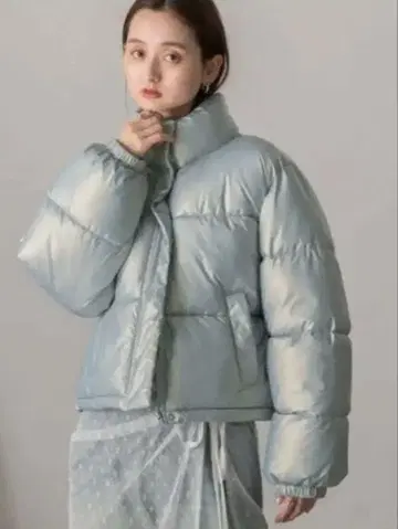 ad thie 다운 스탠드 카라 숏 충전솜 패딩 블루종 블루