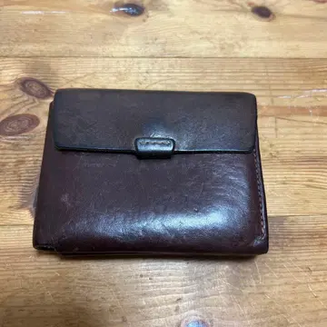 Urukust 브라운 가죽 이단 접이식 지갑