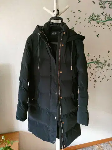 ZARA 롱 코트 후드 부착