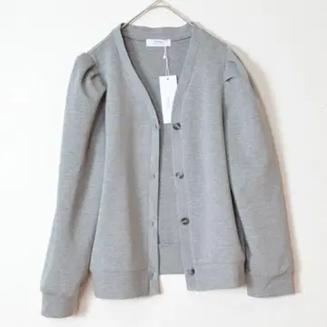 M-L 턱 슬리브 가디건 여성용 티셔츠 무지/그레이