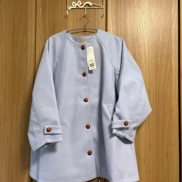 사만사 모스모스 미들 기장 코트 스카이블루 새상품