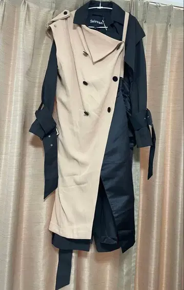 seivson 트렌치코트 베이지 블랙