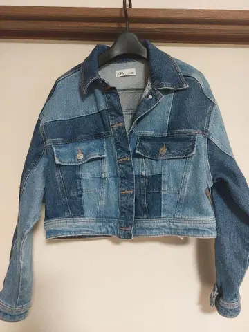 시착만 한 ZARA 데님 패치워크 크롭 자켓 M 사이즈