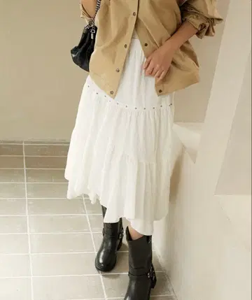 publux 스터드 장식 비대칭 스커트