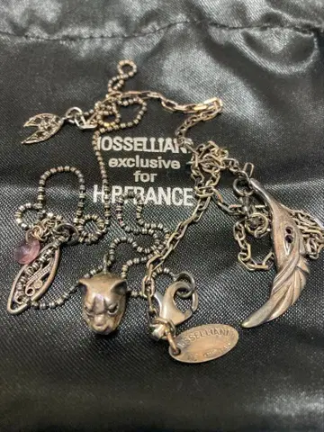 H.P.FRANCE 스톤 부착 실버 목걸이 아쉬페 프랑스