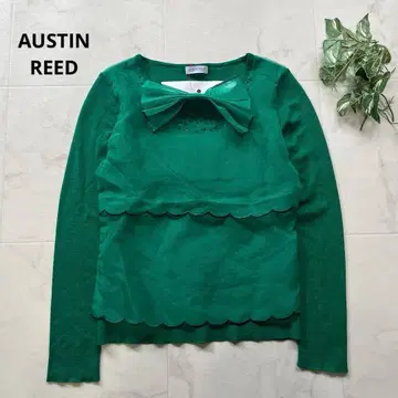 새상품급 AUSTIN REED 비쥬 풀오버 니트 튤 프릴 38