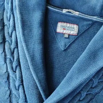HILFIGER DENIM 케이블 짜임 가디건 M 사이즈 파랑