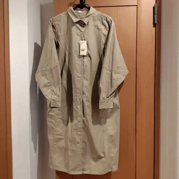 studio CLIP 베이지 데님 셔츠 원피스 긴팔