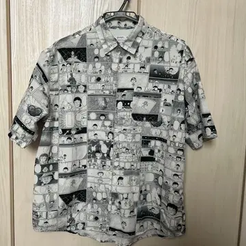 마루코는 아홉살(치비 마루코짱)과 그라니프 콜라보 반팔 셔츠 흑백