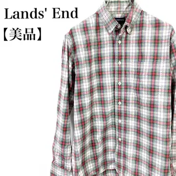 [ 새상품급 ] 랜즈 엔드 체크 무늬 면 100% 클래식 긴팔 셔츠