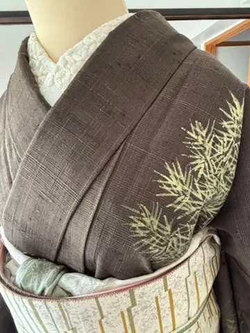 작가 작품 금색 대나무 무늬 브라운 츠케사게 교육용 실 포함 긴 화장