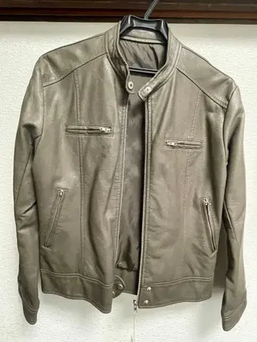 가죽 싱글 라이더 자켓 그레이