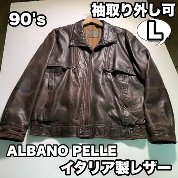 90's ALBANO PELLE 이탈리아 가죽 자켓 라이더스 L