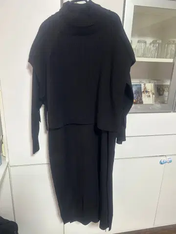 블랙 리브 편직 셋업