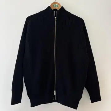 UNITED TOKYO 울 리브 지퍼 드라이버 니트 (블랙, 남성용 M)