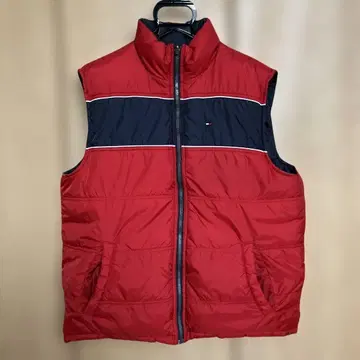 타미힐피거 다운 베스트 빨간색/네이비
