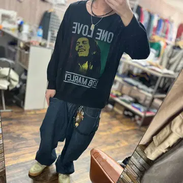 밥 말리 ONE LOVE 맨투맨 ZION M 구제 의류 레게