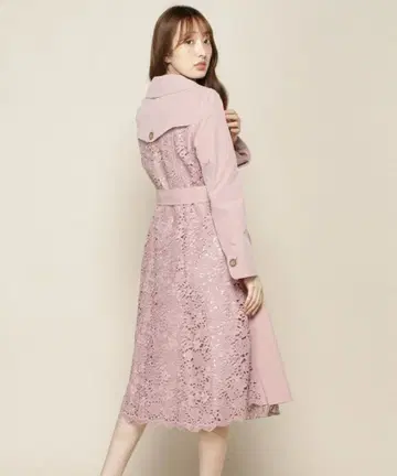 willselection 백 레이스 트렌치코트 핑크