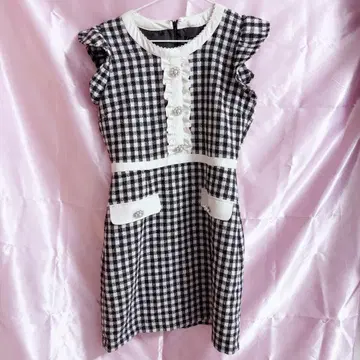 evelyn 깅엄 체크 슬리브리스 원피스