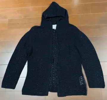 powder 시모사코 히데키 레이스 편직 긴팔 가디건