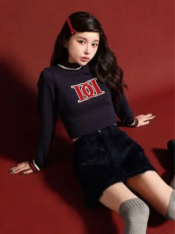 [ 즉시 구매 가능 ] 다리치 레트로 DD 로고 니트탑 네이비