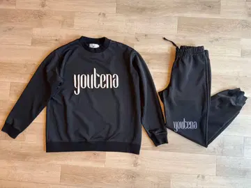 youterna 블랙 트레이닝복 맨투맨 세트 M
