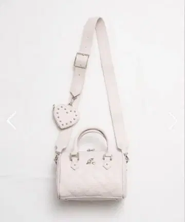 pium 하트 파우치 포함 퀼팅 보스턴 백