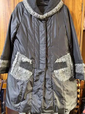 센소유니코 충전솜 롱 코트 차콜 그레이