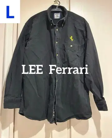 레어 페라리 Lee 블랙 데님 셔츠 페라리 자수