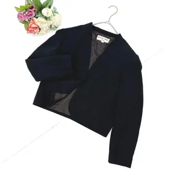 새상품급 하나에모리 (7A3) 숏 기장 노카라 자켓 큐프라 안감 블랙