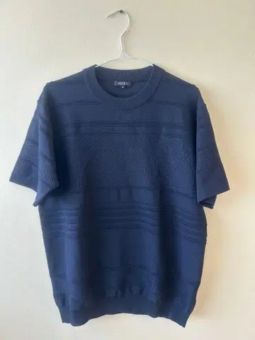 사이즈 네이비 텍스처 니트 스웨터