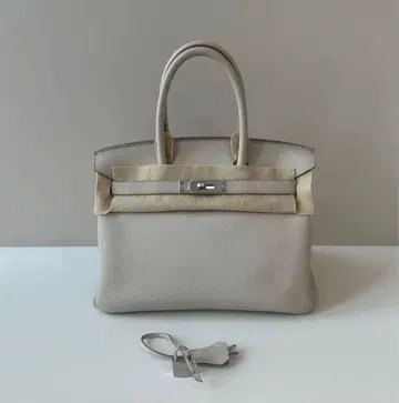 그레이 가죽 핸드백 열쇠 포함