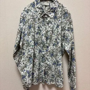 화이트 스테그 화이트 블루 꽃무늬 긴팔 셔츠 X-LARGE