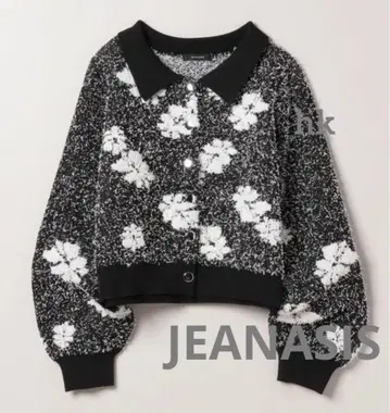 지나시스 플라워 자카드 숏 가디건