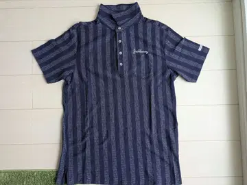 JackBunny 골프 셔츠 스트라이프 패턴 네이비