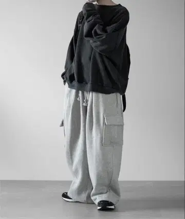RUUBON 속기모 맨투맨 카고 팬츠