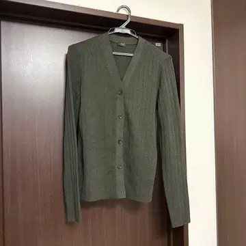 조셉 V넥 리브 가디건 카키