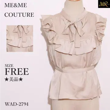 새상품급 ME&ME COUTURE 블라우스 슬리브리스 프릴 리본 포함