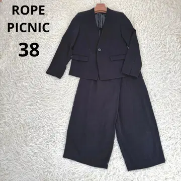 로페피크닉 노카라 팬츠 수트 블랙 38 허리밴딩 엄마 여성 수트