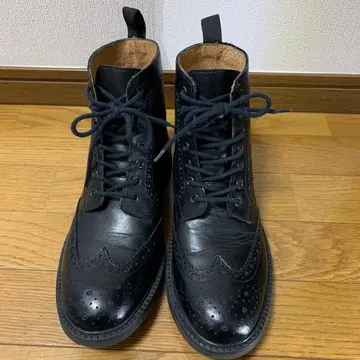 stefanorossi 윙팁 블랙 가죽 부츠