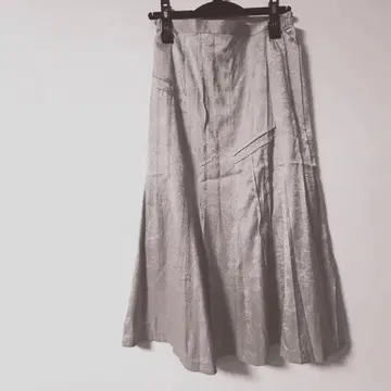 플레어 스커트 라이트 핑크 베이지 롱 기장