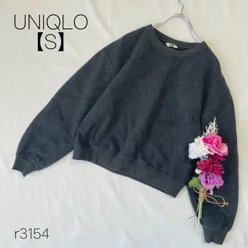 유니클로 플리스 크루넥 풀오버 U 넥 울 혼방 다크 그레이 S