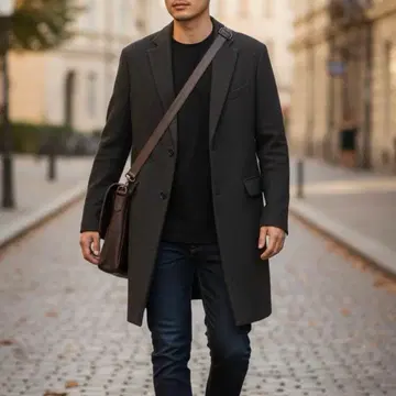 SHIPS Super140'S 체스터 코트 다크 그레이