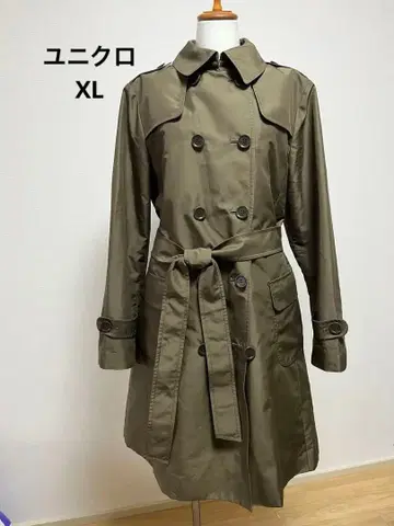 유니클로 XL 카키 올리브색 더블 브레스트 트렌치코트