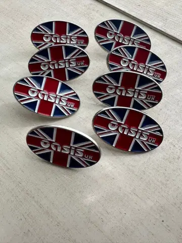 oasis 오아시스 유니언 잭 금속제 핀 배지 8개 세트 당일 발송