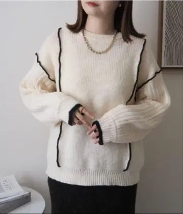 omi 오미 씨 시마무라 아이보리 니트 LL 긴팔 laumeomi