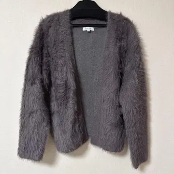 PLST 그레이 퍼 긴팔 가디건