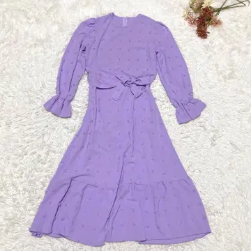 s.2092 긴팔 머메이드 롱 원피스 퍼플 얇은 소재 프릴 소매